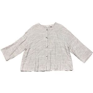 J. Jill Women's Gray Toggle Button‎ Blouse Size M 3/4 Sleeve Casual Top Linen